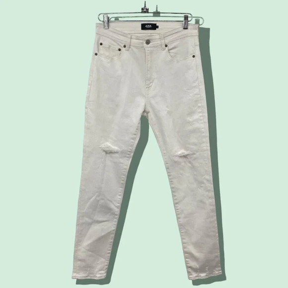 Azul by Moussy Denim Distressed Skinny Jeans Women Size Large White Cotton Light - Picture 1 of 13